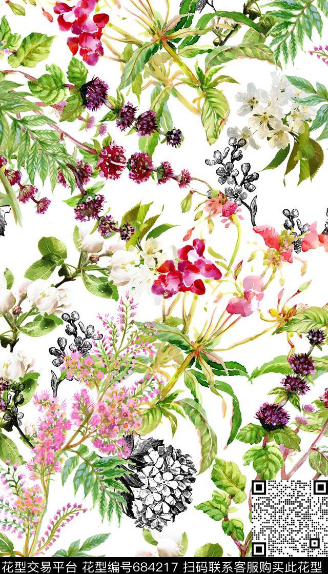 春夏花卉女装泳装数码印花华亿平台下载（图片编号: 684217） - 瓦栏（Walan）