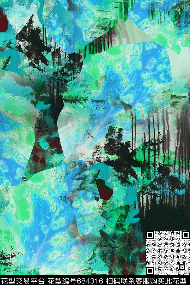 落叶肌理水彩数码印花华亿平台下载（图片编号: 684316） - 瓦栏（Walan）