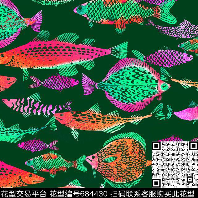 热带鱼女装抽象渐变锯齿波浪果果波点数码印花华亿平台下载（图片编号: 684430） - 瓦栏（Walan）