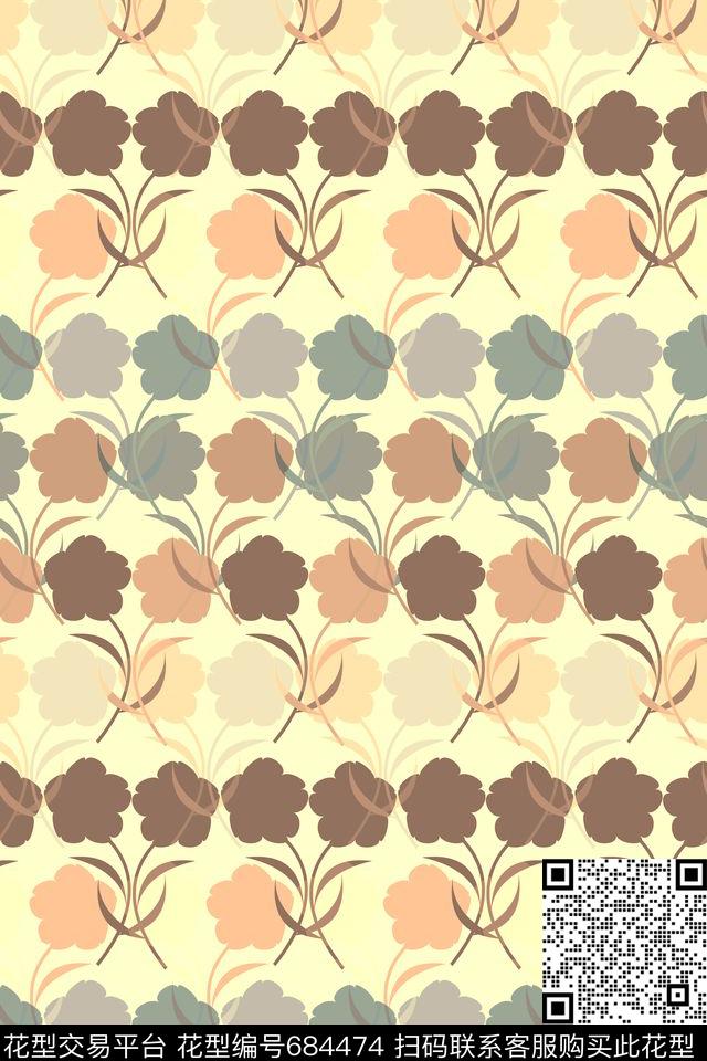 绿植树叶大牌风复古传统印花华亿平台下载（图片编号: 684474） - 瓦栏（Walan）