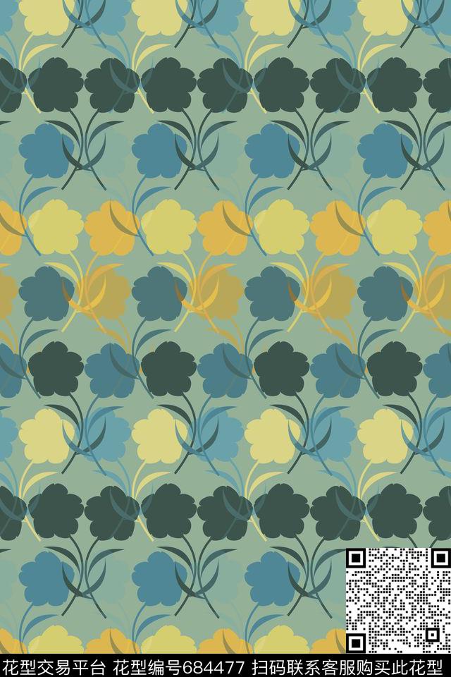 绿植树叶大牌风复古传统印花华亿平台下载（图片编号: 684477） - 瓦栏（Walan）