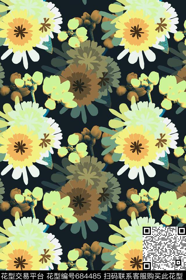 民族风花卉时尚花纹数码印花华亿平台下载（图片编号: 684485） - 瓦栏（Walan）