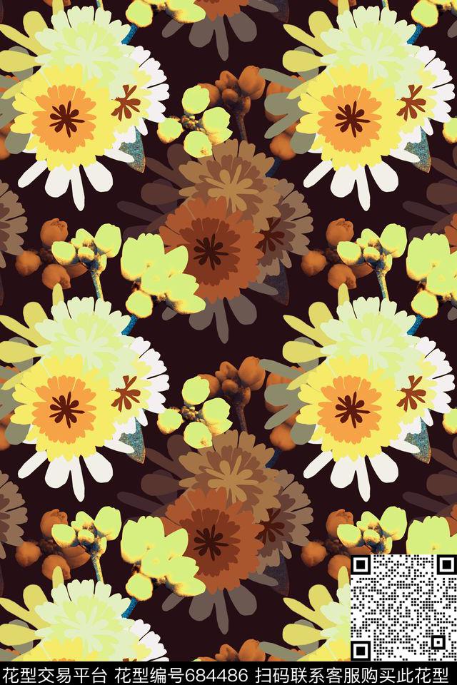 民族风花卉时尚花纹数码印花华亿平台下载（图片编号: 684486） - 瓦栏（Walan）