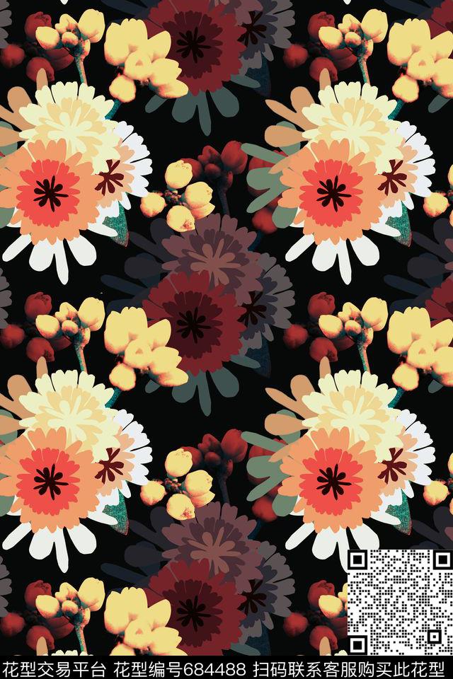 民族风花卉时尚花纹数码印花华亿平台下载（图片编号: 684488） - 瓦栏（Walan）