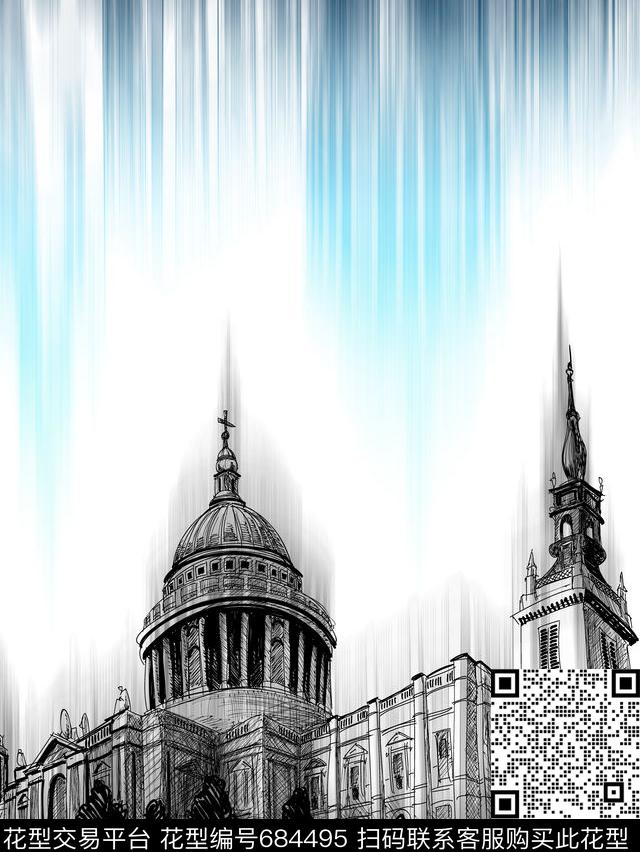 建筑风景城市数码印花华亿平台下载（图片编号: 684495） - 瓦栏（Walan）