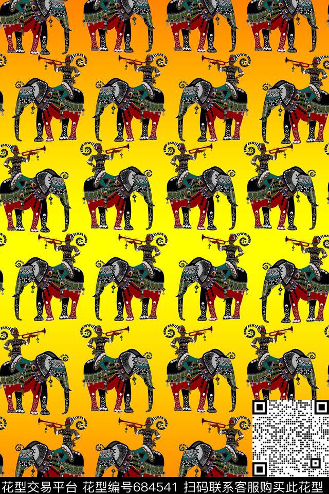民族风中国风渐变数码印花华亿平台下载（图片编号: 684541） - 瓦栏（Walan）