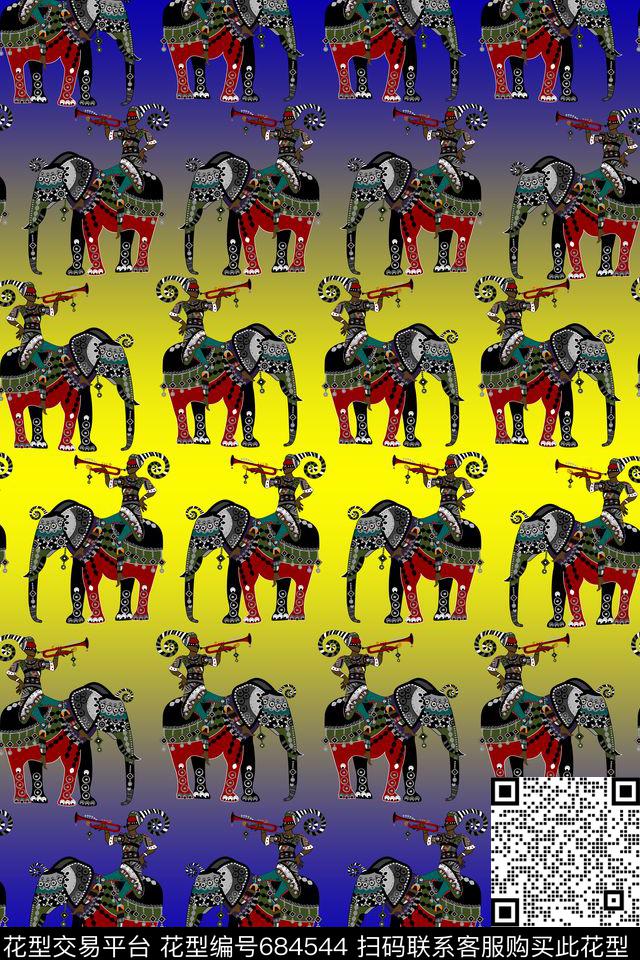 民族风中国风渐变数码印花华亿平台下载（图片编号: 684544） - 瓦栏（Walan）