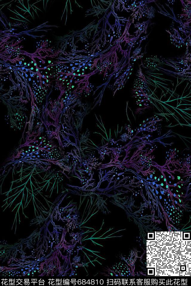 抽象女装肌理数码印花华亿平台下载（图片编号: 684810） - 瓦栏（Walan）