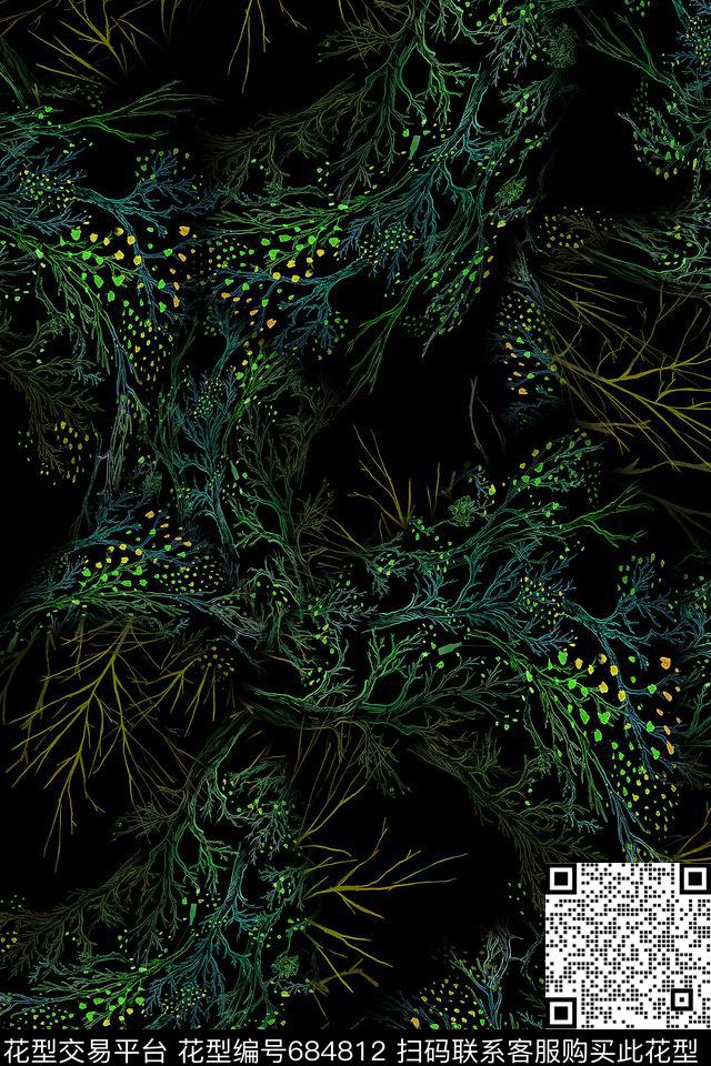 抽象女装肌理数码印花华亿平台下载（图片编号: 684812） - 瓦栏（Walan）