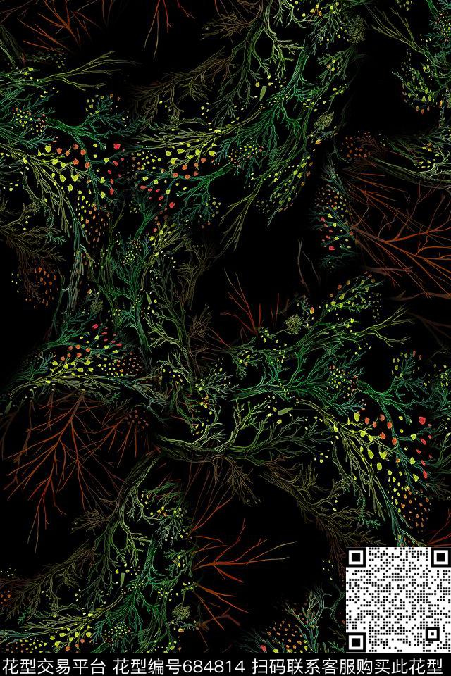 抽象女装肌理数码印花华亿平台下载（图片编号: 684814） - 瓦栏（Walan）