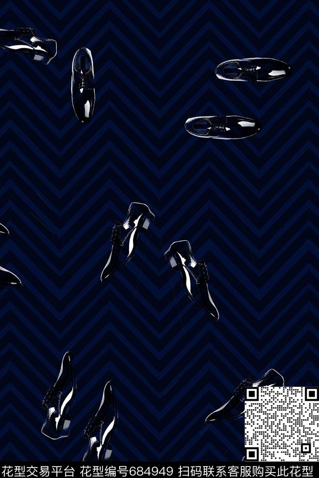 条纹几何皮鞋数码印花华亿平台下载（图片编号: 684949） - 瓦栏（Walan）