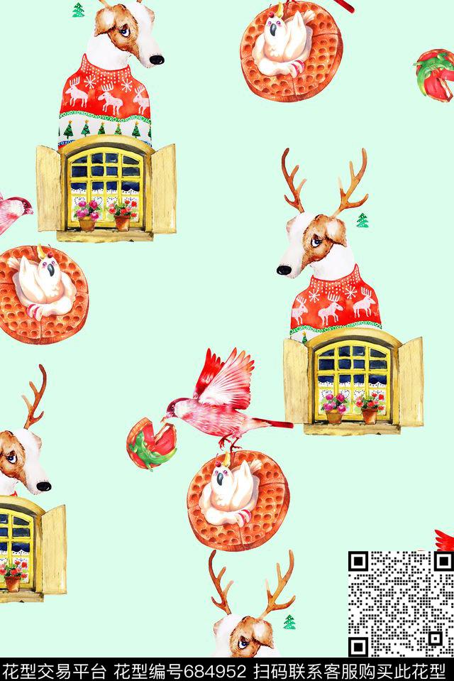 插画动物童装数码印花华亿平台下载（图片编号: 684952） - 瓦栏（Walan）