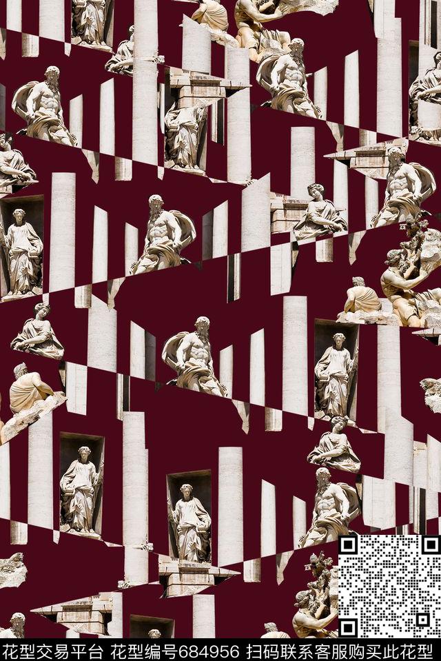 男装几何雕塑数码印花华亿平台下载（图片编号: 684956） - 瓦栏（Walan）