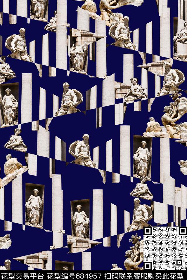 男装几何雕塑数码印花华亿平台下载（图片编号: 684957） - 瓦栏（Walan）