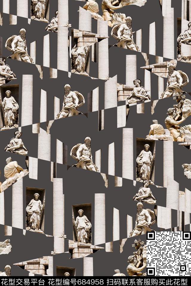 男装几何雕塑数码印花华亿平台下载（图片编号: 684958） - 瓦栏（Walan）