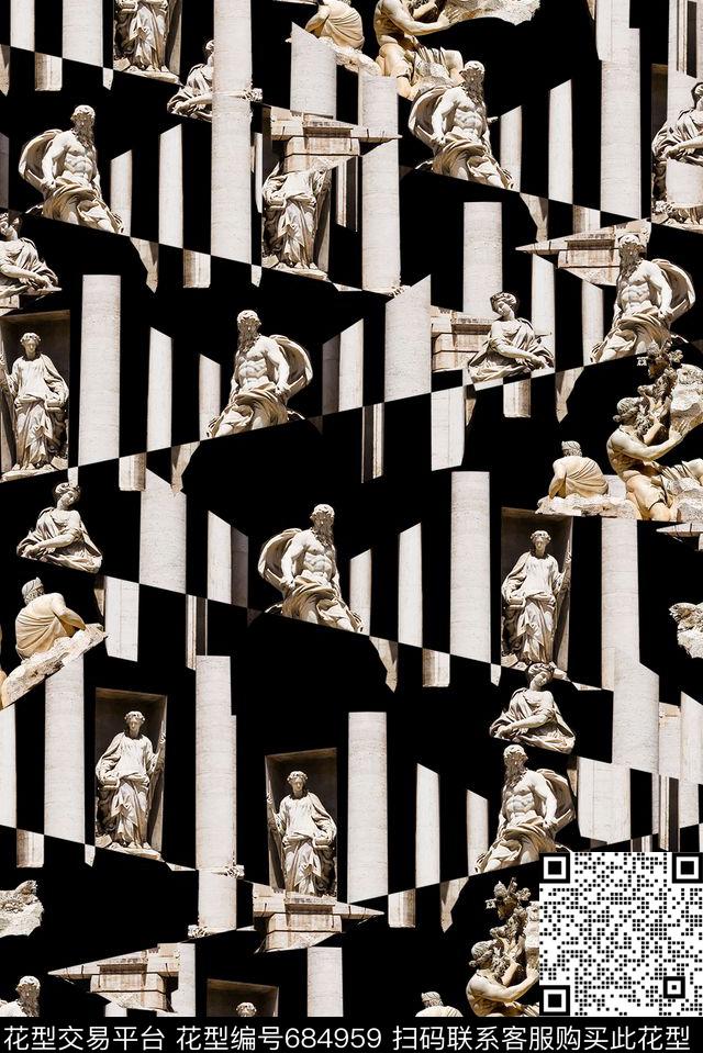 男装几何雕塑数码印花华亿平台下载（图片编号: 684959） - 瓦栏（Walan）