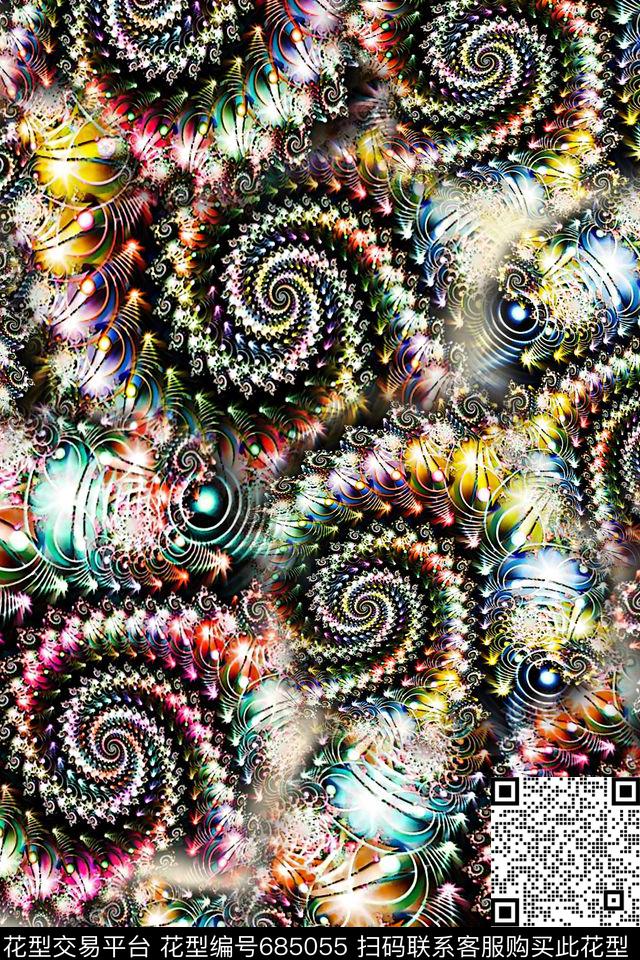 漩涡抽象分形艺术数码印花华亿平台下载（图片编号: 685055） - 瓦栏（Walan）