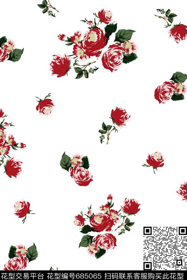 流行时尚花朵花卉传统印花华亿平台下载（图片编号: 685065） - 瓦栏（Walan）