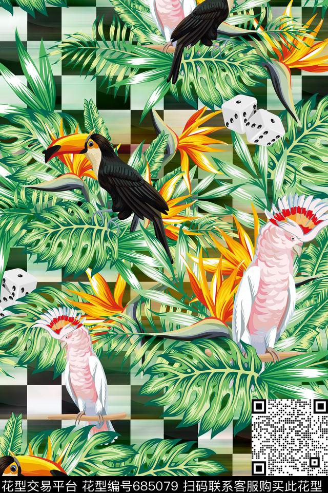 几何趣味棋盘格数码印花华亿平台下载（图片编号: 685079） - 瓦栏（Walan）