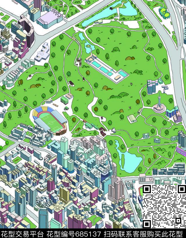 森林风景建筑数码印花华亿平台下载（图片编号: 685137） - 瓦栏（Walan）