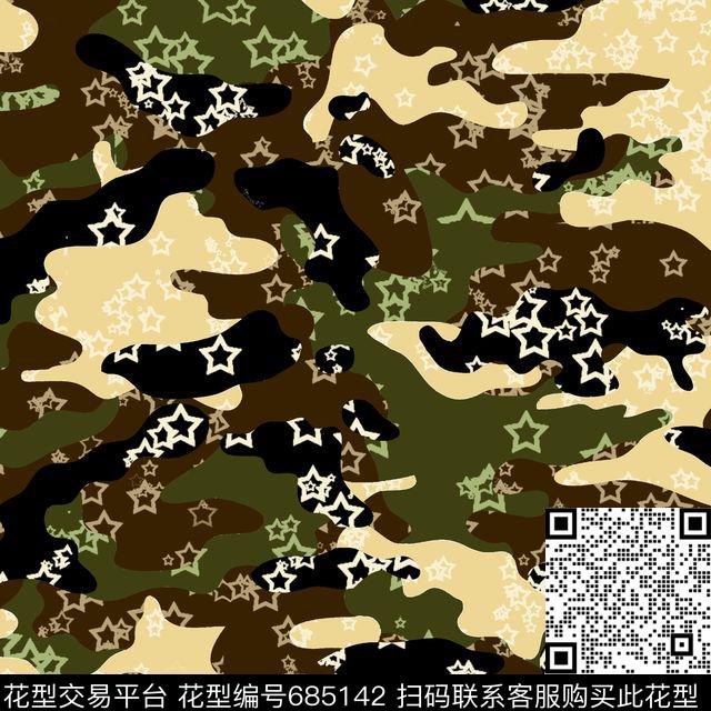 时尚迷彩星星传统印花华亿平台下载（图片编号: 685142） - 瓦栏（Walan）