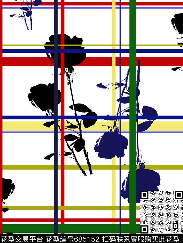 女装花卉格子传统印花华亿平台下载（图片编号: 685152） - 瓦栏（Walan）