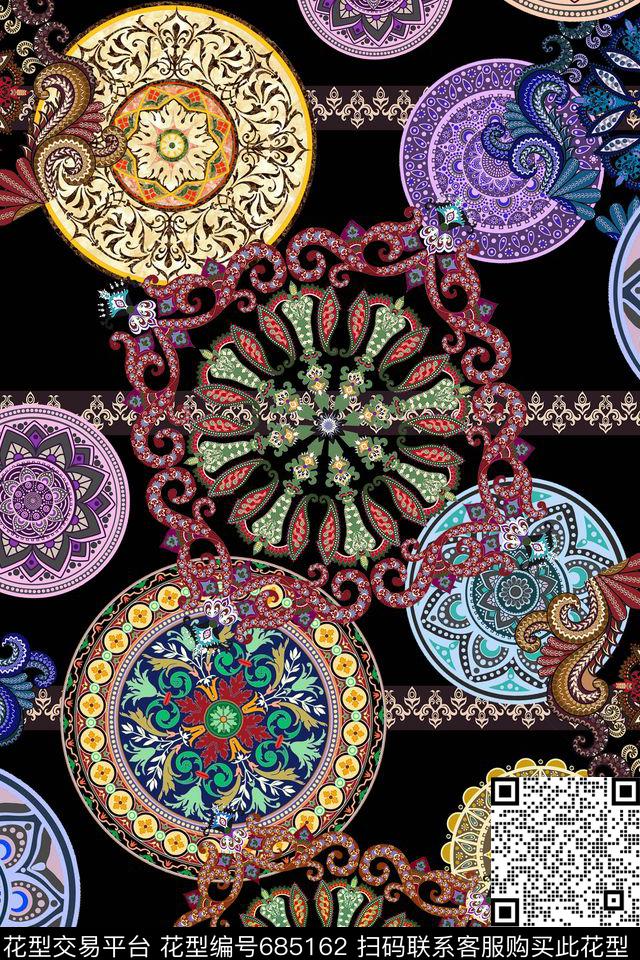 民族风方巾数码印花华亿平台下载（图片编号: 685162） - 瓦栏（Walan）