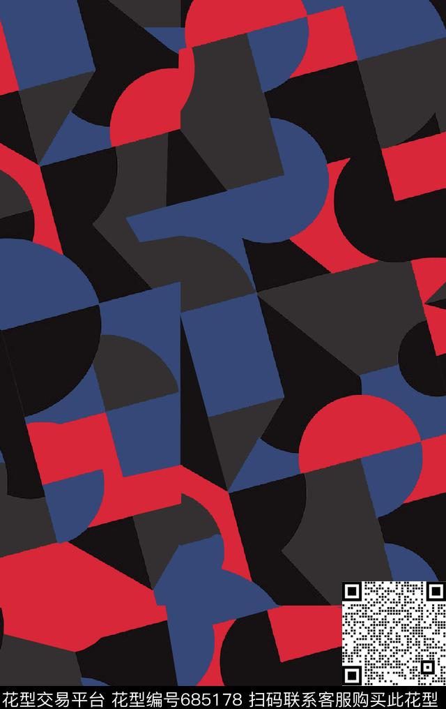 几何、现代抽象字母数码印花华亿平台下载（图片编号: 685178） - 瓦栏（Walan）