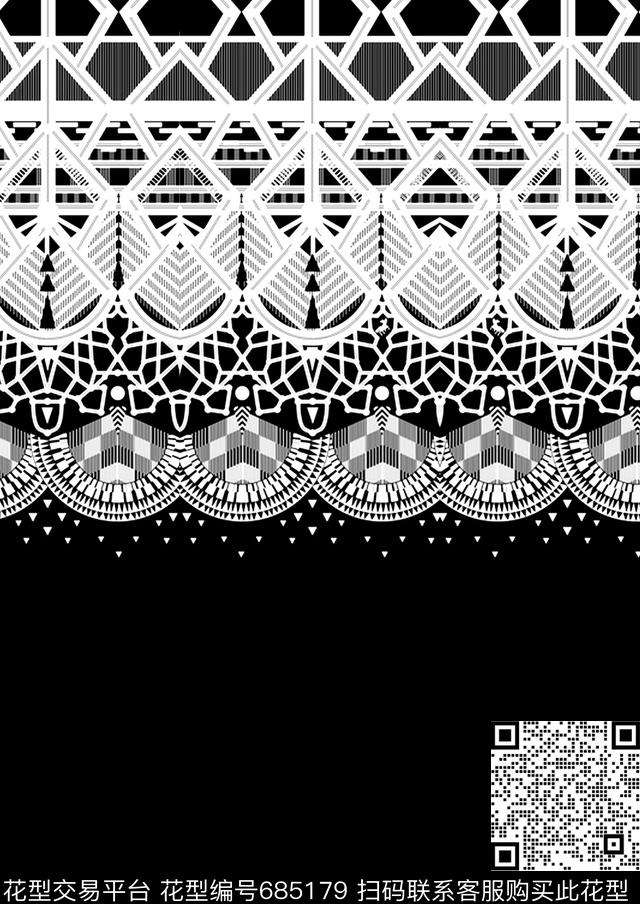 几何吗民族纹样数码印花华亿平台下载（图片编号: 685179） - 瓦栏（Walan）
