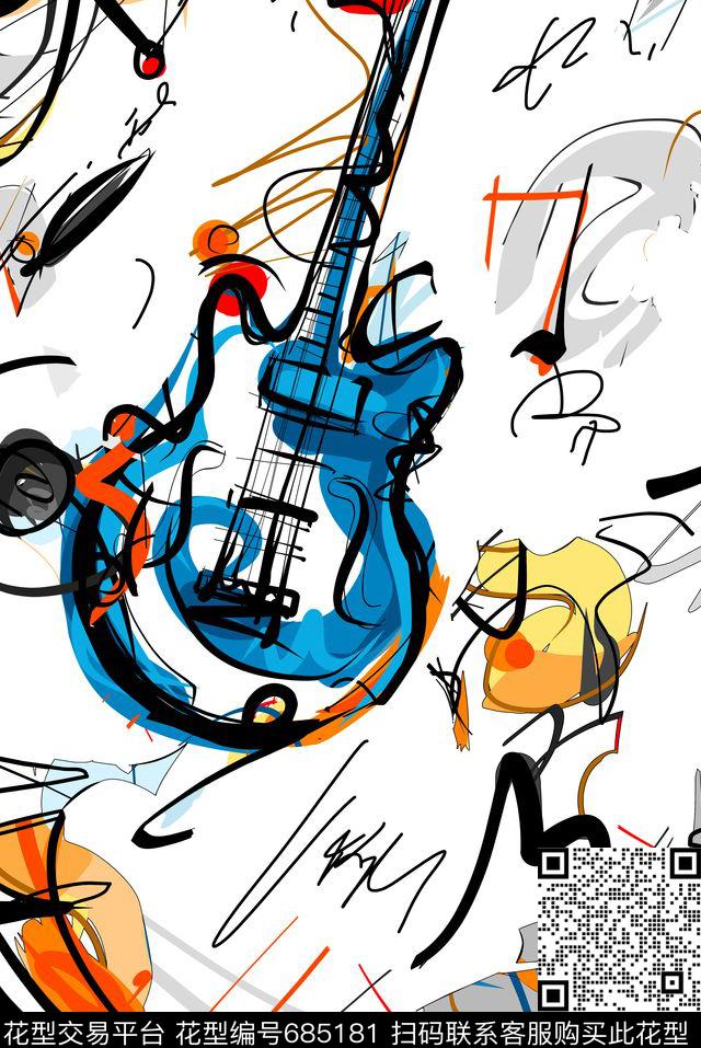 杜嘉班纳DOLCE&GABBANA风格抽象涂鸦适用于衬衫卫衣夹克T恤华亿平台传统印花华亿平台下载（图片编号: 685181） - 瓦栏（Walan）