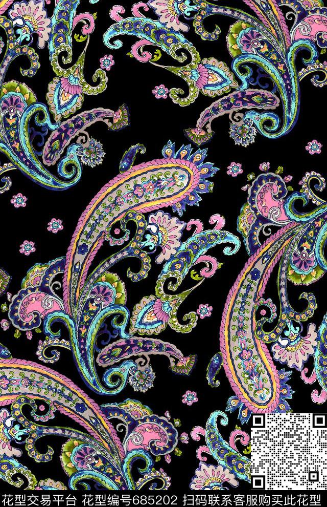 火腿花乱花满版数码印花华亿平台下载（图片编号: 685202） - 瓦栏（Walan）