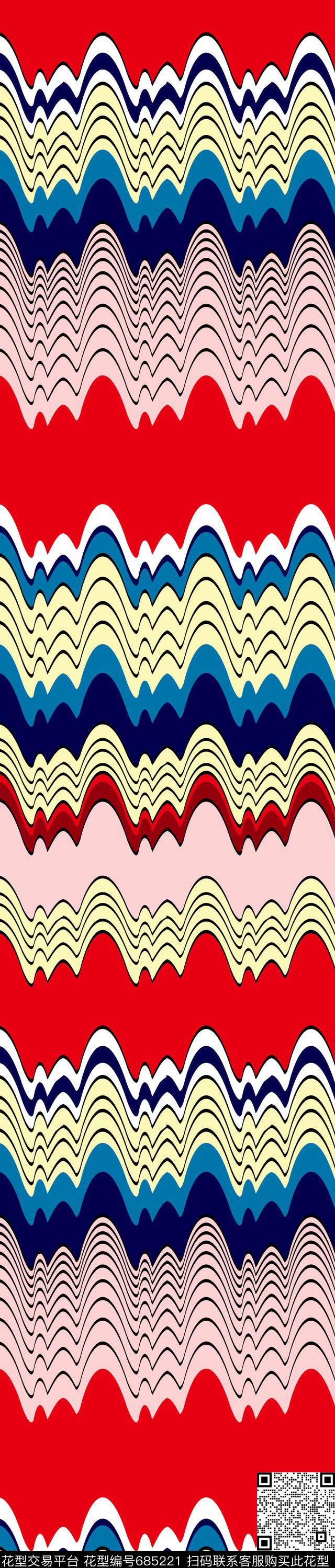 细条纹波浪条纹传统印花华亿平台下载（图片编号: 685221） - 瓦栏（Walan）