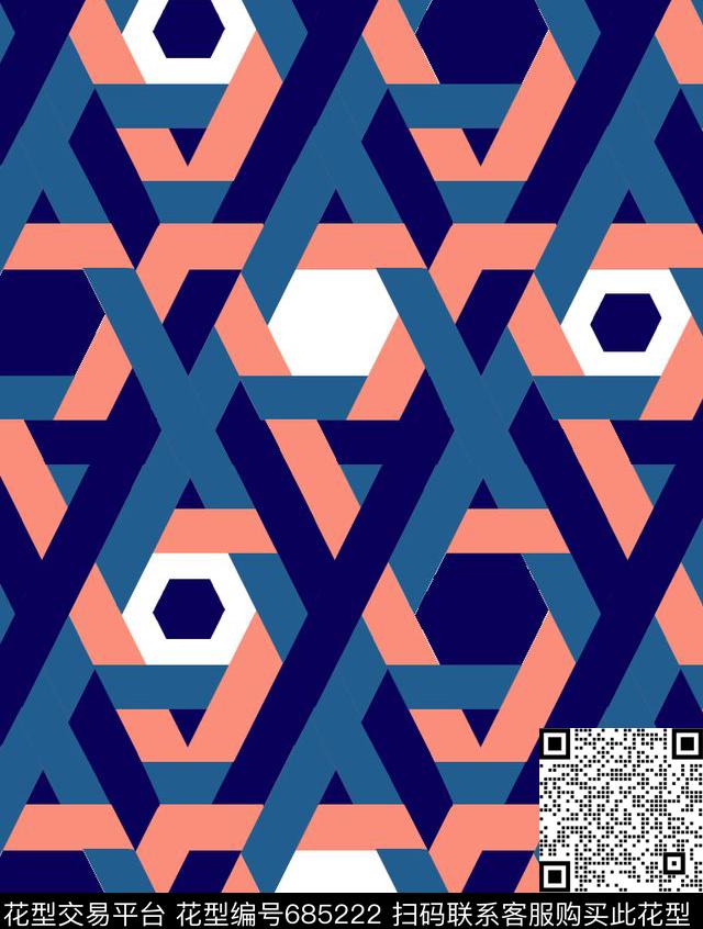 几何六边形编织传统印花华亿平台下载（图片编号: 685222） - 瓦栏（Walan）
