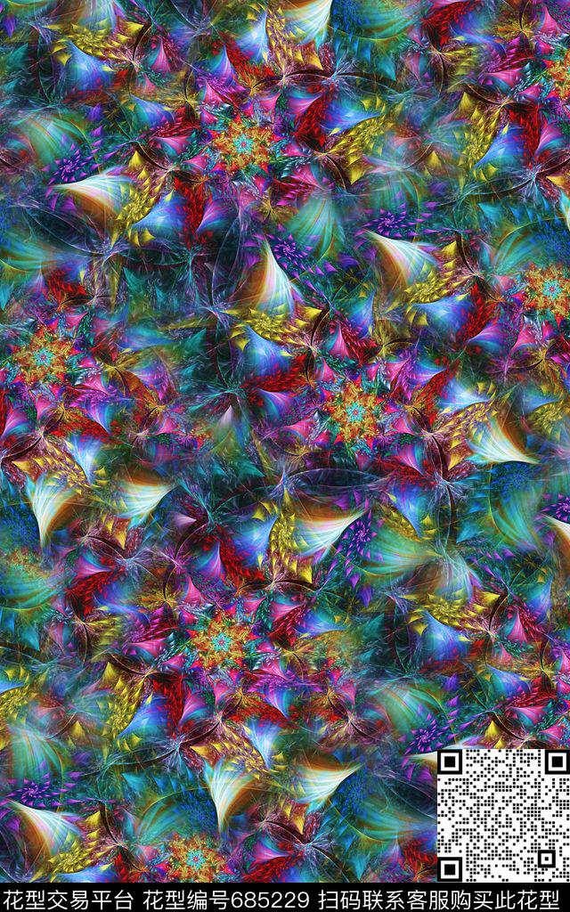 机理纹理分形佩斯利数码印花华亿平台下载（图片编号: 685229） - 瓦栏（Walan）