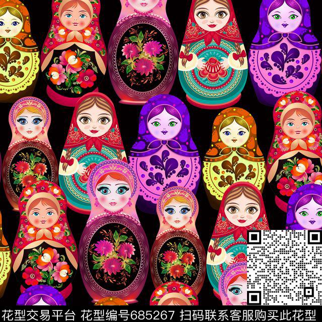 卡通中国棉袄吉娃娃数码印花华亿平台下载（图片编号: 685267） - 瓦栏（Walan）