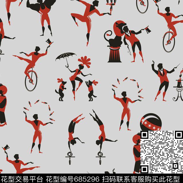 卡通小丑马戏团表演传统印花华亿平台下载（图片编号: 685296） - 瓦栏（Walan）