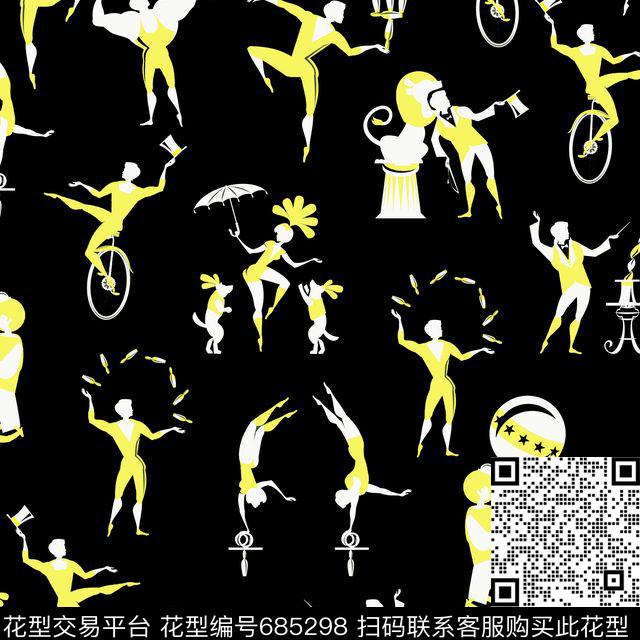 卡通小丑马戏团表演传统印花华亿平台下载（图片编号: 685298） - 瓦栏（Walan）