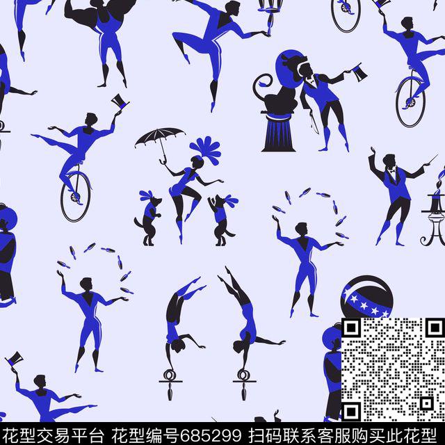 卡通小丑马戏团表演传统印花华亿平台下载（图片编号: 685299） - 瓦栏（Walan）