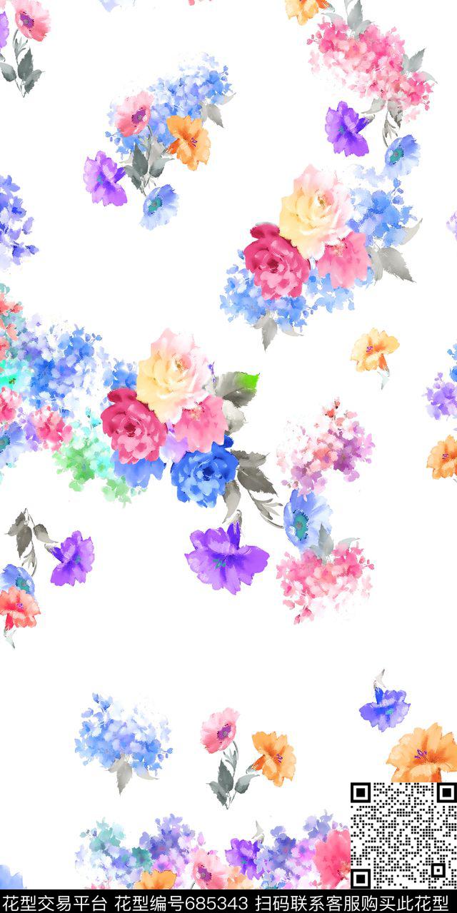 乱花小碎花花卉数码印花华亿平台下载（图片编号: 685343） - 瓦栏（Walan）