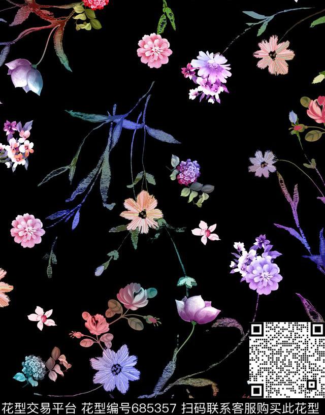 手绘乱花小碎花数码印花华亿平台下载（图片编号: 685357） - 瓦栏（Walan）