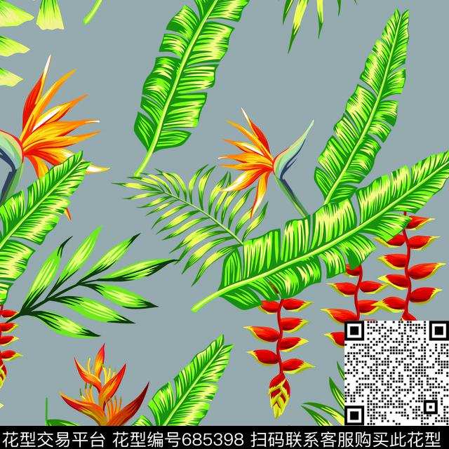 棕榈叶热带树叶传统印花华亿平台下载（图片编号: 685398） - 瓦栏（Walan）