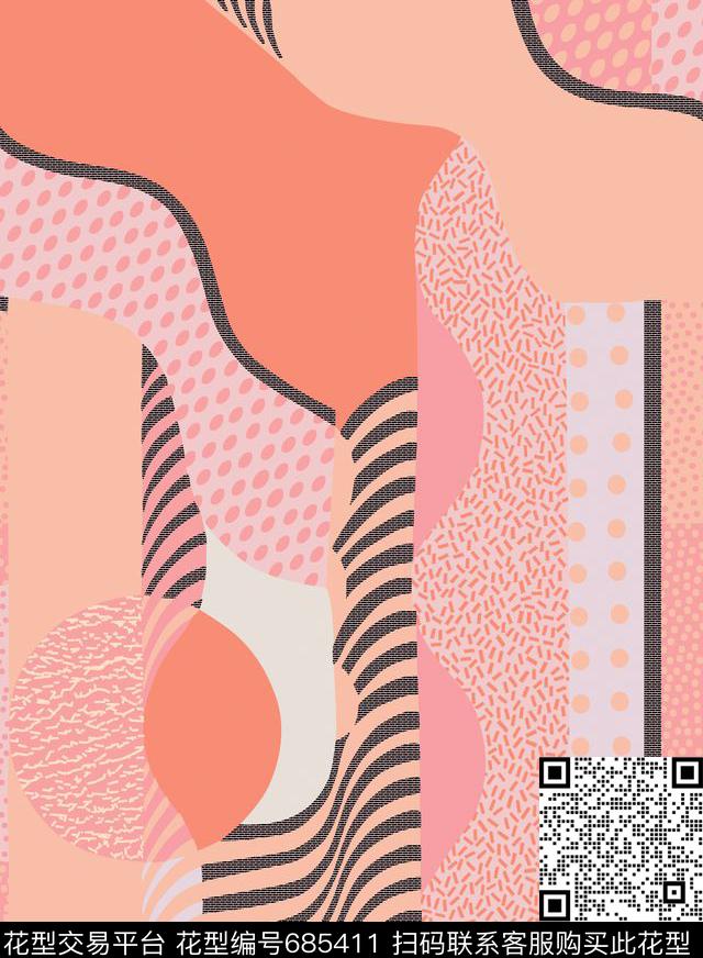 色块几何拼接机理传统印花华亿平台下载（图片编号: 685411） - 瓦栏（Walan）