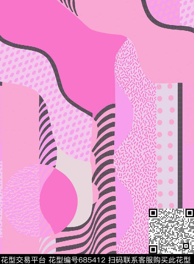 色块几何拼接机理传统印花华亿平台下载（图片编号: 685412） - 瓦栏（Walan）