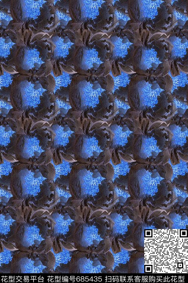 抽象图案花卉意向炫彩数码印花华亿平台下载（图片编号: 685435） - 瓦栏（Walan）