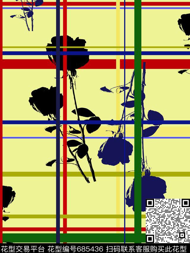 女装花卉格子传统印花华亿平台下载（图片编号: 685436） - 瓦栏（Walan）