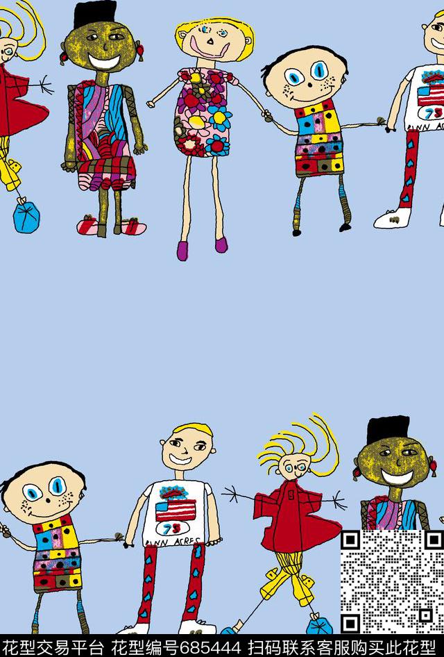 卡通人时尚人物家庭传统印花华亿平台下载（图片编号: 685444） - 瓦栏（Walan）
