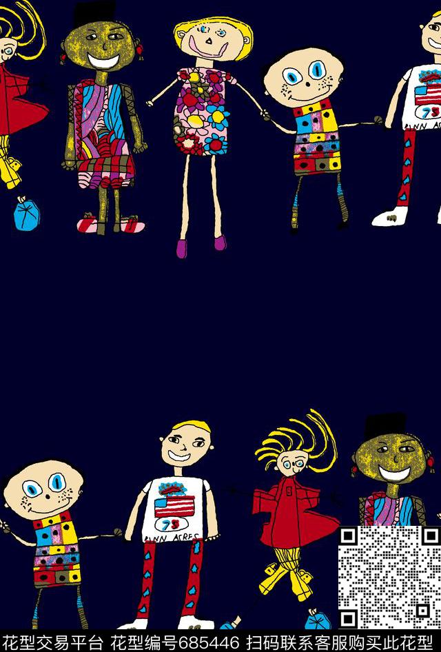 卡通人时尚人物家庭传统印花华亿平台下载（图片编号: 685446） - 瓦栏（Walan）