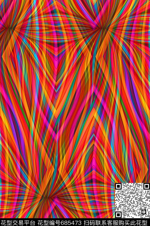 竖条波浪条纹横条数码印花华亿平台下载（图片编号: 685473） - 瓦栏（Walan）