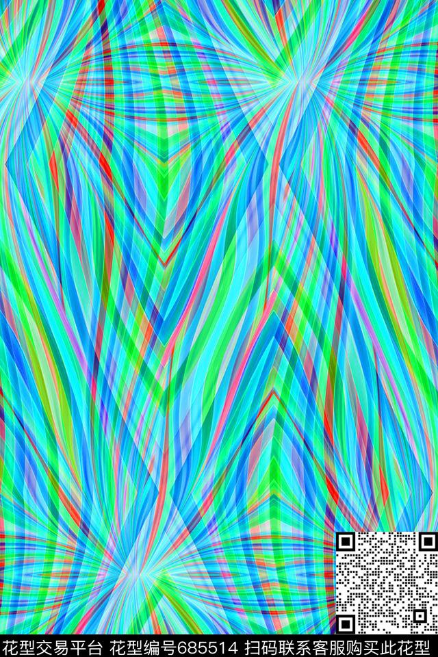 竖条波浪条纹横条数码印花华亿平台下载（图片编号: 685514） - 瓦栏（Walan）