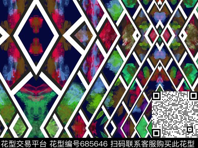 水彩肌理几何不定位丝巾数码印花华亿平台下载（图片编号: 685646） - 瓦栏（Walan）